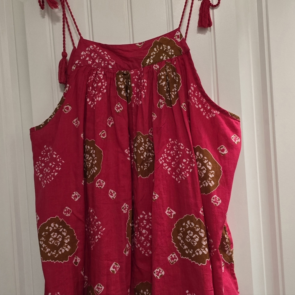 🌟7/25$ NICOLE MILLER Embroirdered Tie Strap Cotton Babydoll Tank - Picture 6 of 6